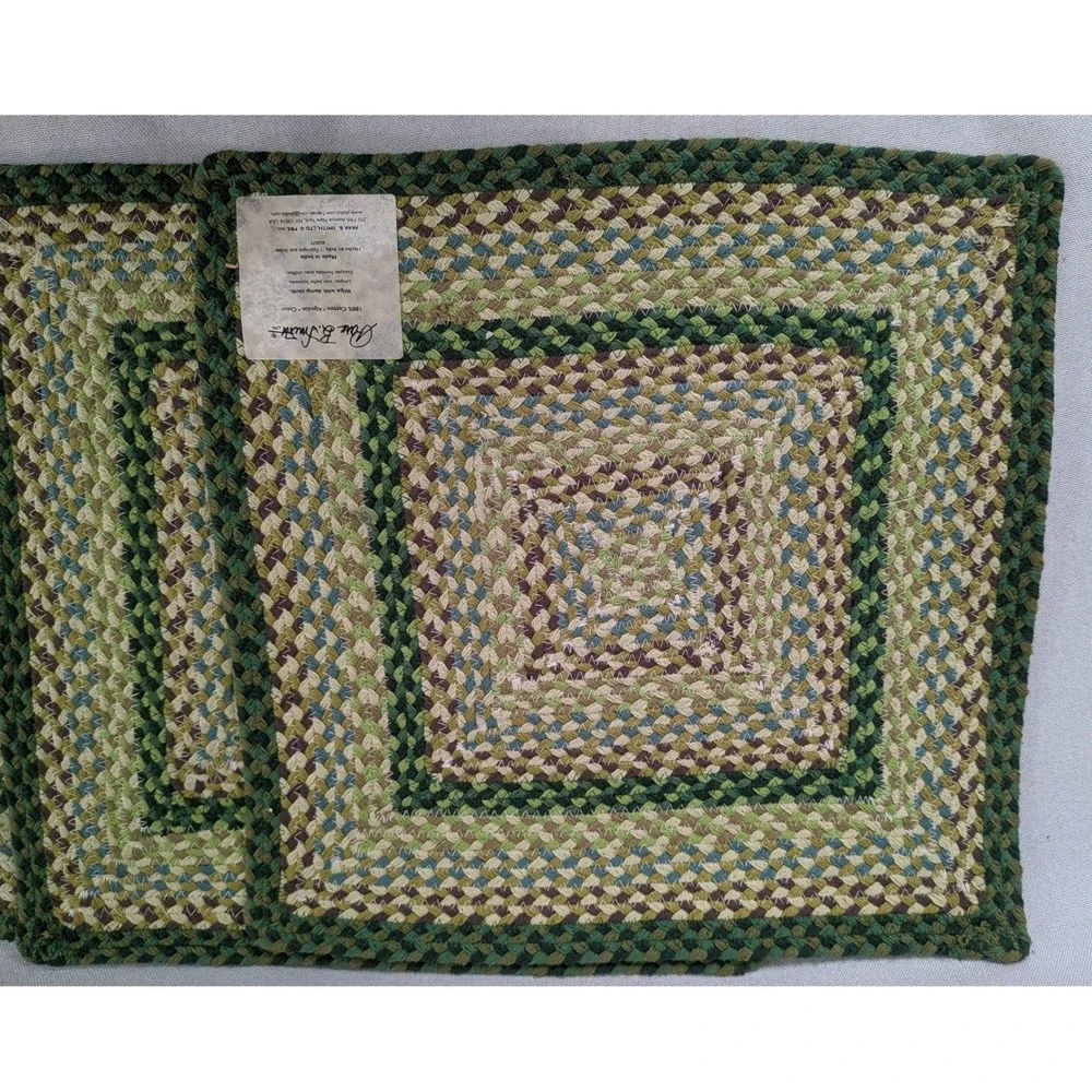 Park B. Smith Braided Placemats  OS Green EXCELLENT Cotton Farmhouse Set 4